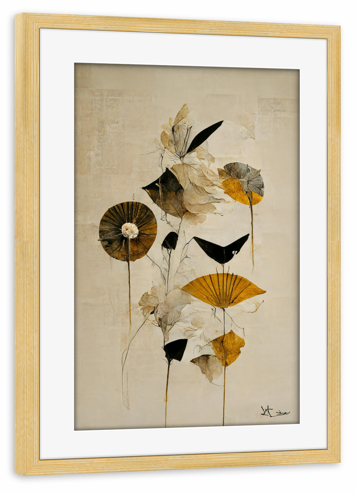 Poster mit Rahmen kiefer "Kukkia" artboxONE - Floral,Abstrakt,Für Mama,Für Papa