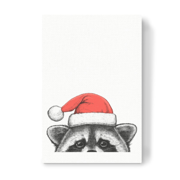 Leinwandbild "Waschbär in Weihnachtsmütze" artboxONE - Tiere,Weihnachten