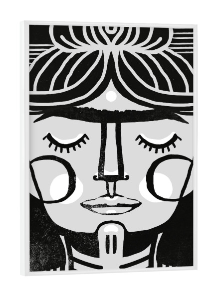 Poster mit weißem Rahmen "Dreaming Frida" artboxONE - Abstrakt,Menschen,Schwarzweiß