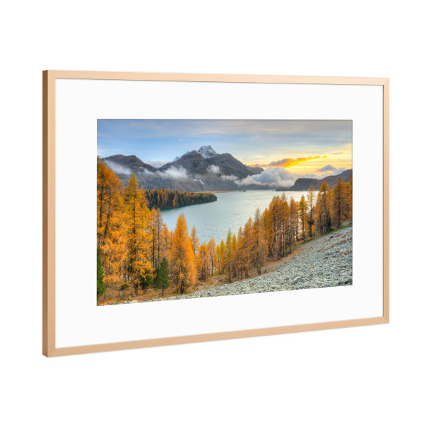 Poster mit Rahmen Kupfer "Abends am Silsersee im Engadin" artboxONE - Natur,Reise,Reise / Länder