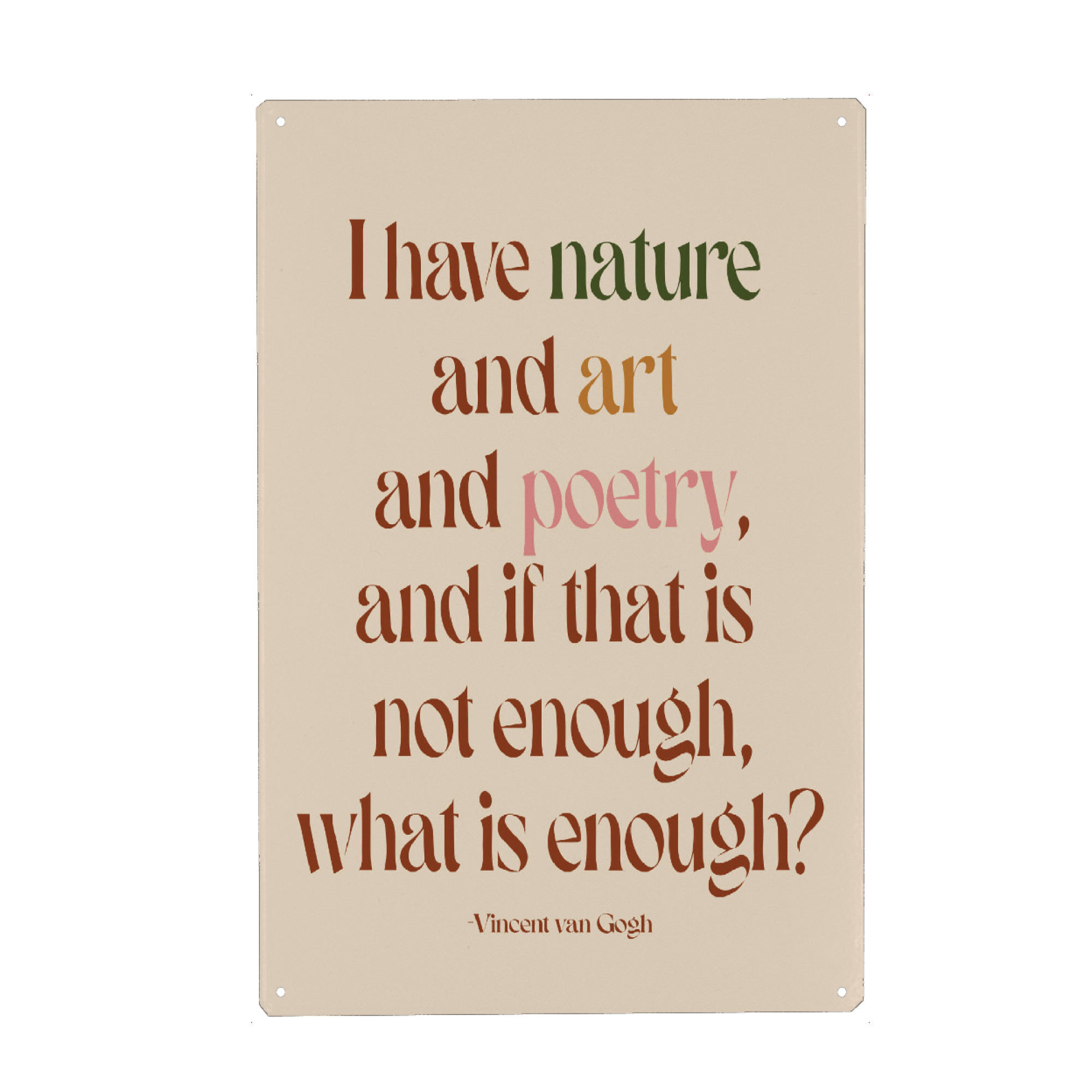 Metall Poster "Van-Gogh-Zitat" artboxONE - Typografie,Natur,Menschen
