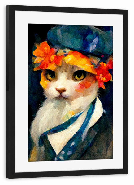 Poster mit Rahmen schwarz "Katzenportrait" artboxONE - Für Kinder,Tiere,Abstrakt