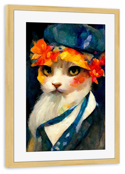 Poster mit Rahmen kiefer "Katzenportrait" artboxONE - Für Kinder,Tiere,Abstrakt