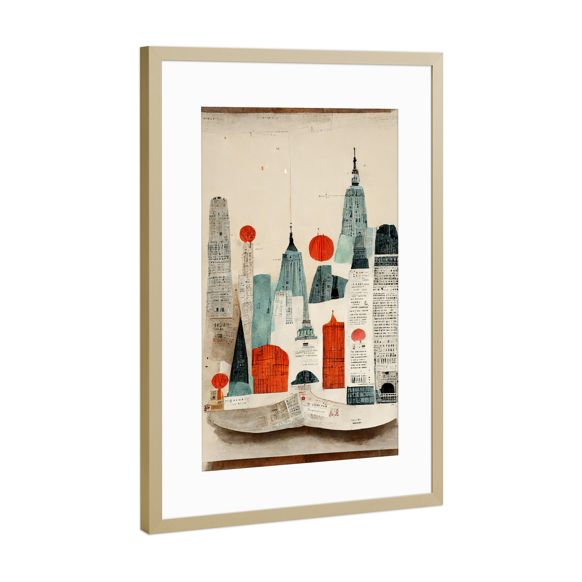 Poster mit Rahmen Gold "The City" artboxONE - Abstrakt,Architektur,Für Mama,Für Papa