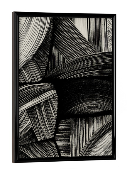 Poster mit schwarzem Rahmen "Stroh Kunst" artboxONE - Abstrakt - Abstrakt,Dekorativ,Linien,Fineline,Beige,Schwarz,Treechild