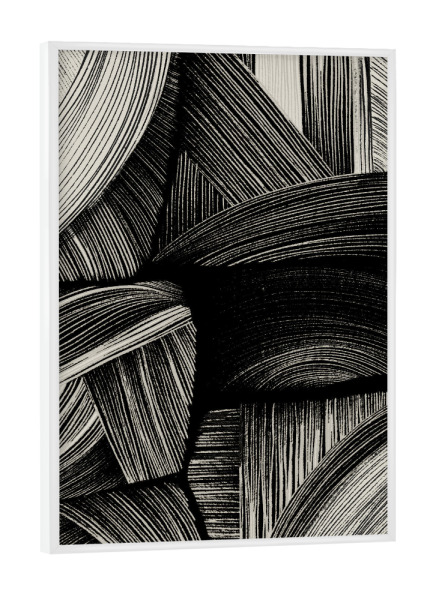 Poster mit weißem Rahmen "Stroh Kunst" artboxONE - Abstrakt - Abstrakt,Dekorativ,Linien,Fineline,Beige,Schwarz,Treechild