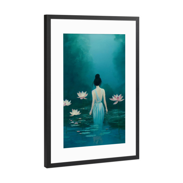 Poster mit Rahmen Schwarz (Metallic) "In The Pond" artboxONE - Natur,Menschen