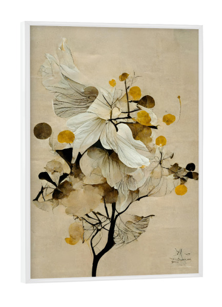 Poster mit weißem Rahmen "Golden Seed" artboxONE - Natur,Floral,Abstrakt