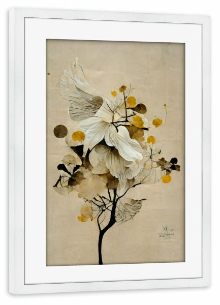 Poster mit Rahmen weiß "Golden Seed" artboxONE - Natur,Floral,Abstrakt