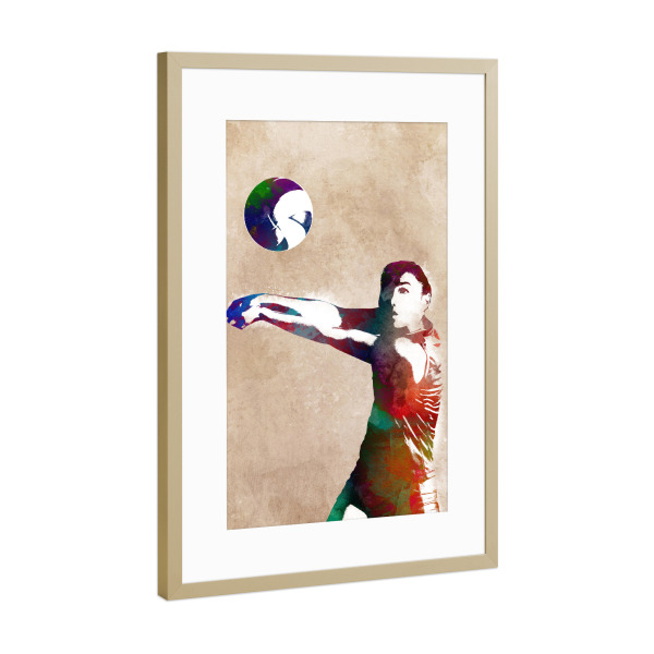 Poster mit Rahmen Gold "Volleyball-Sport-Illustration" artboxONE - Sport,Sport / Sommerspiele - Volleyball,Ball,Sport,Spieler,Spiel