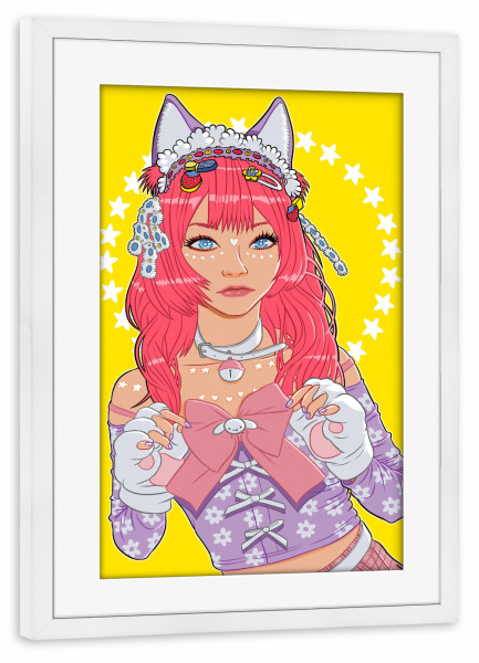 Poster mit Rahmen weiß "Kawaii-Mädchen" artboxONE - Comic,Städte / Tokio