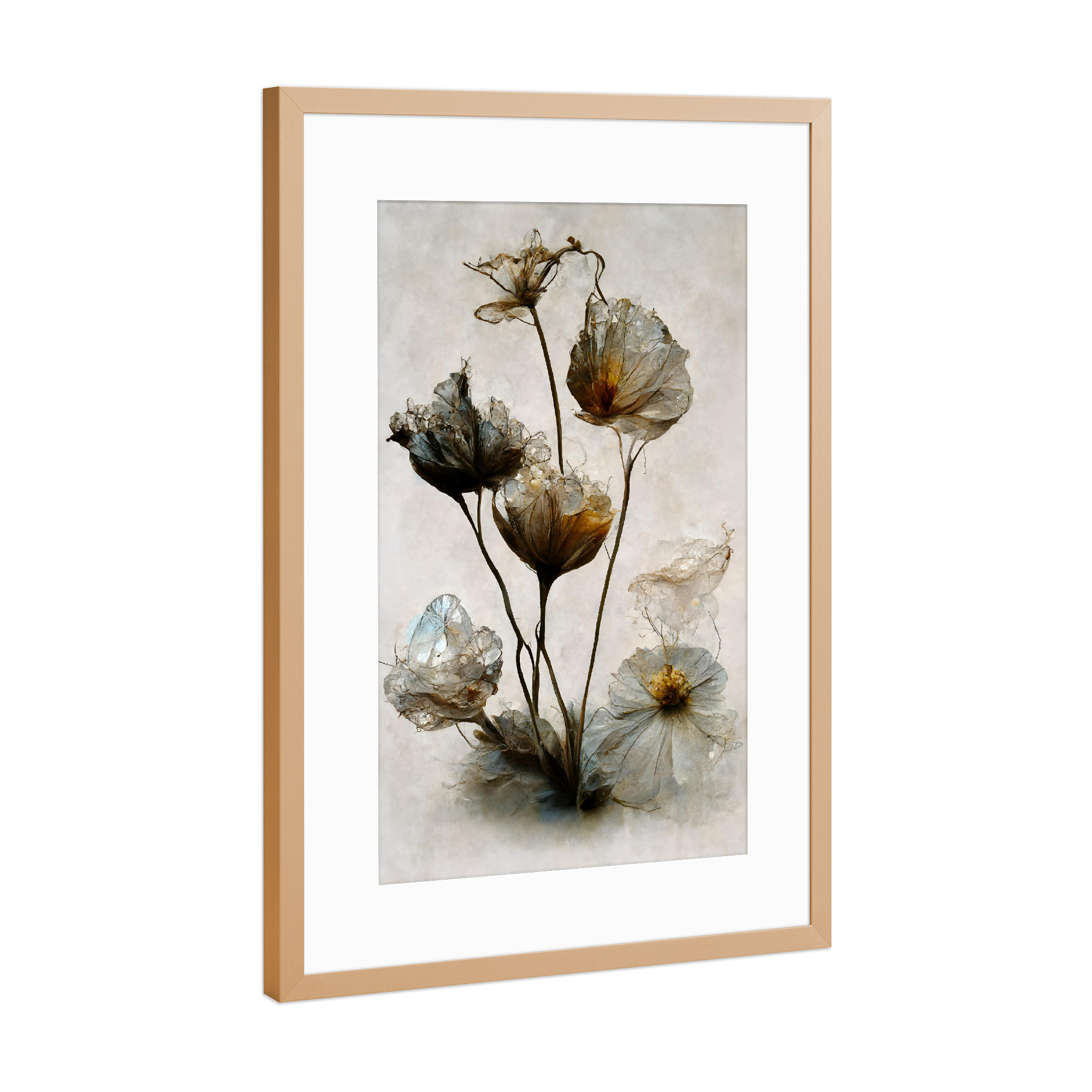 Poster mit Rahmen Kupfer "Crystal Flowers" artboxONE - Natur,Floral,Für Kinder,Abstrakt