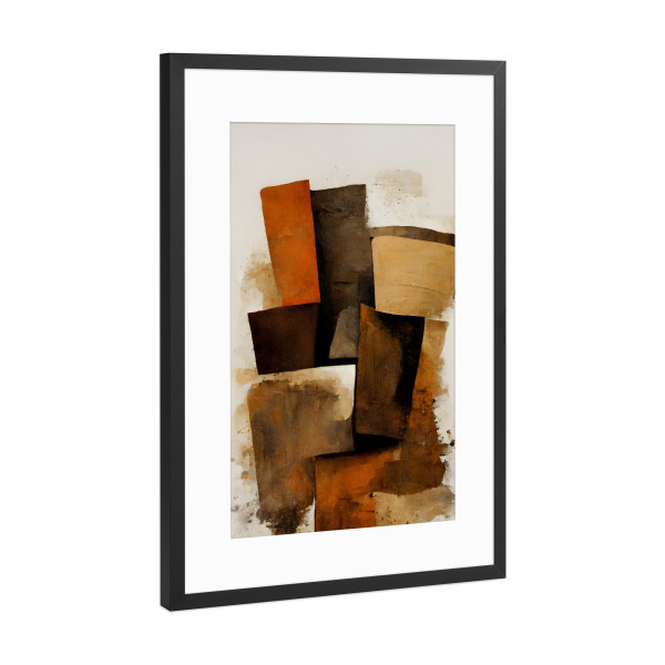 Poster mit Rahmen Schwarz (Metallic) "The Turf" artboxONE - Abstrakt,Geometrie - Abstrakt,Dekorativ,Torf,Erde,Braun,Treechild,Struktur