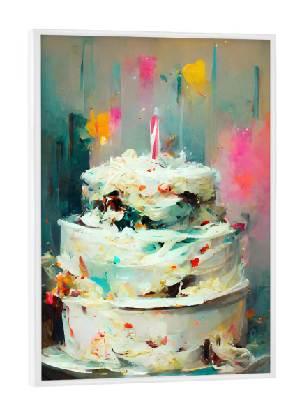 Poster mit weißem Rahmen "Happy Birthday Torte" artboxONE - Für Kinder,Essen & Trinken,Abstrakt,Für Mama,Für Papa