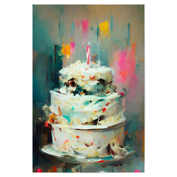 Poster "Happy Birthday Torte" artboxONE - Für Kinder,Essen & Trinken,Abstrakt,Für Mama,Für Papa