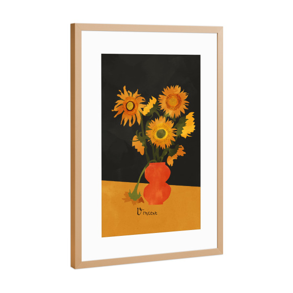 Poster mit Rahmen Kupfer "Yellow sunflowers" artboxONE - Natur,Floral,Abstrakt