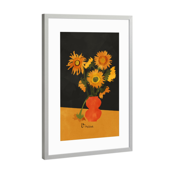 Poster mit Rahmen Silber "Yellow sunflowers" artboxONE - Natur,Floral,Abstrakt