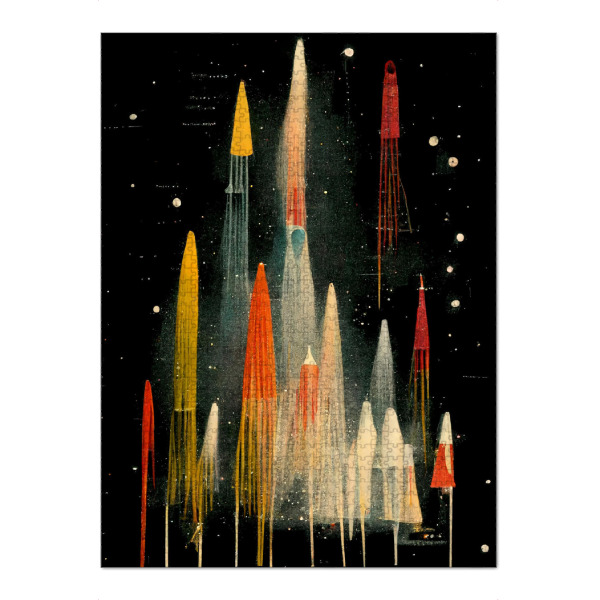 Puzzle Ravensburger "Rockets" artboxONE - Für Kinder,Abstrakt,Fiktion,Für Papa,Galaxy - Raketen,Weltall,Start,Feuerwek,Bunt,Cool,Sterne,Treechild