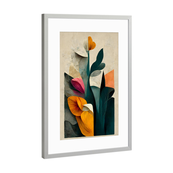 Poster mit Rahmen Silber "Blumen Arrangement" artboxONE - Floral,Abstrakt - Blume,Blumen,Garten,Floral,Schön,Bunt,Blätter,Treechild,Natur,Struktur