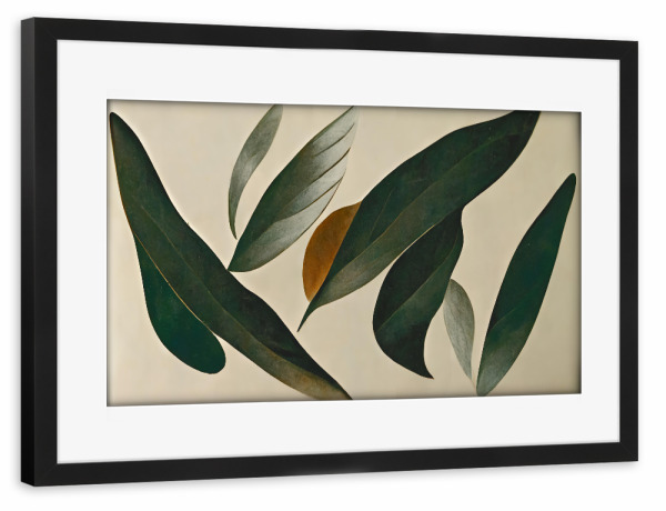 Poster mit Rahmen schwarz "Floating Leafes" artboxONE - Natur,Floral,Abstrakt