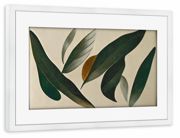 Poster mit Rahmen weiß "Floating Leafes" artboxONE - Natur,Floral,Abstrakt