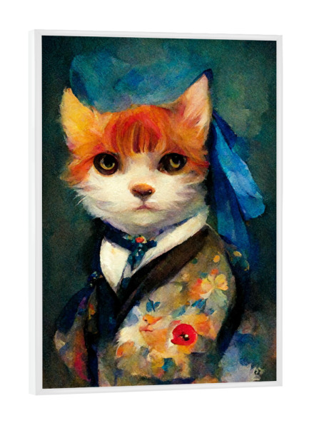 Poster mit weißem Rahmen "Katze mit Kleidung" artboxONE - Für Kinder,Tiere,Fashion