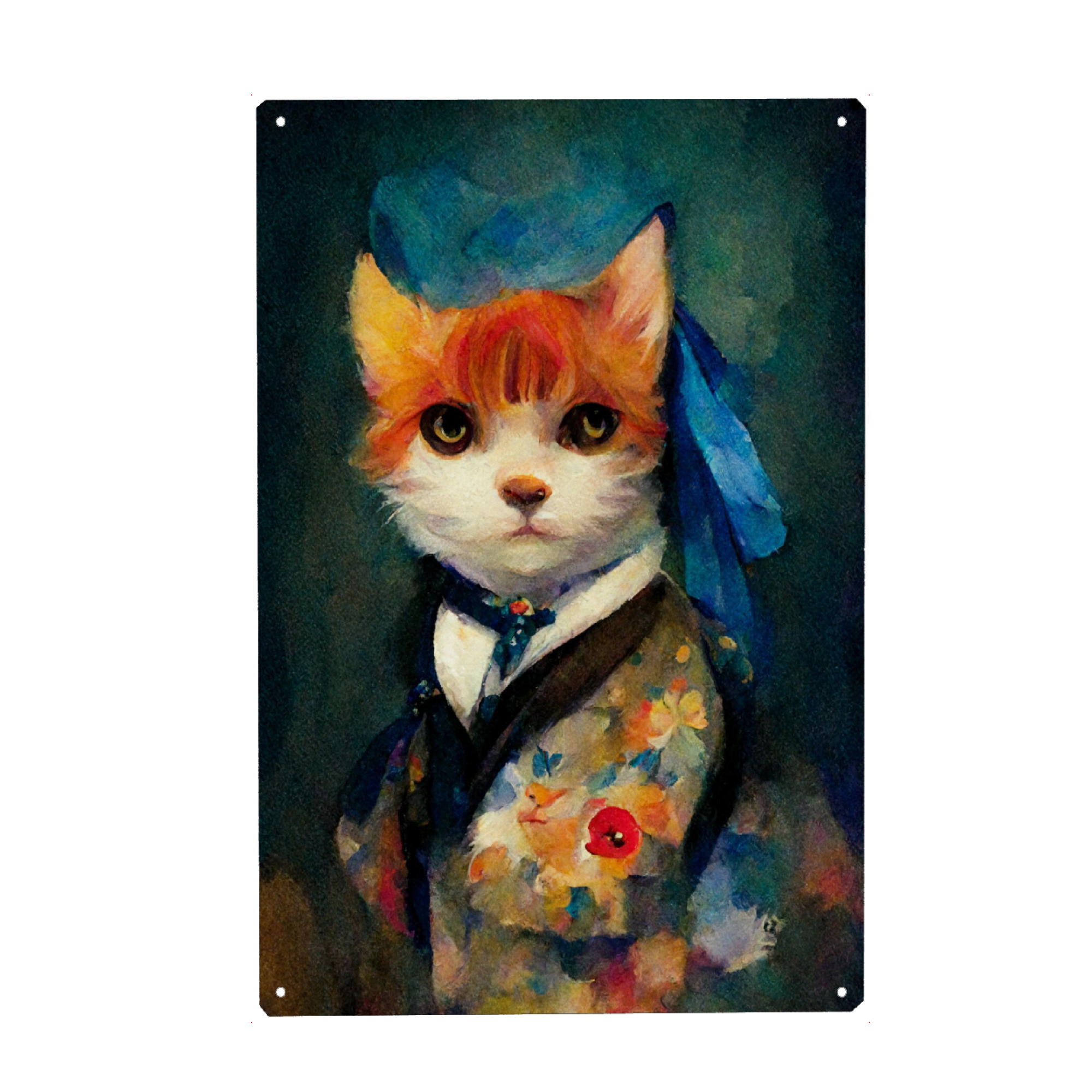 Metall Poster "Katze mit Kleidung" artboxONE - Für Kinder,Tiere,Fashion