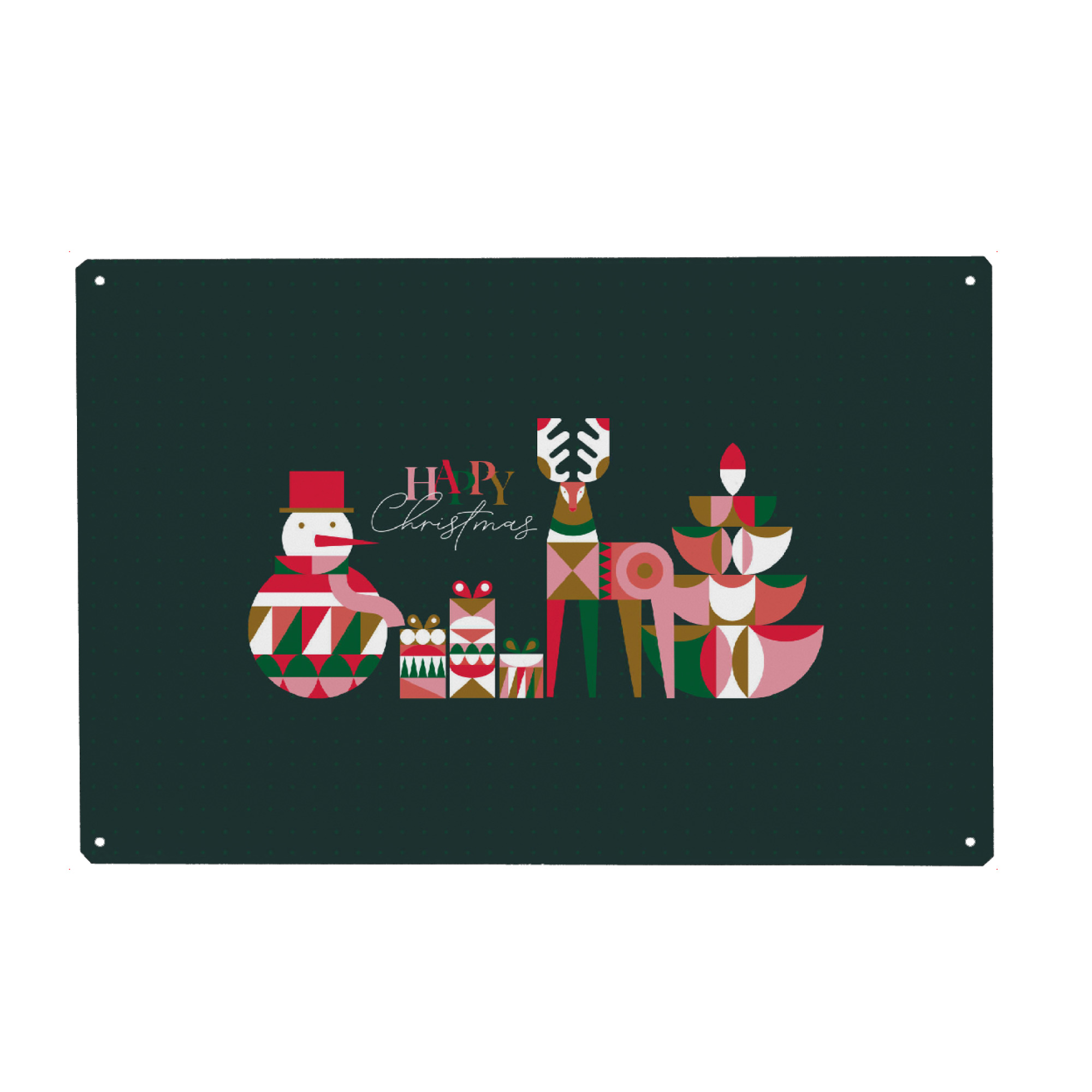 Holzbild "Weihnachtshirsch, Geschenk grün" artboxONE - Weihnachten