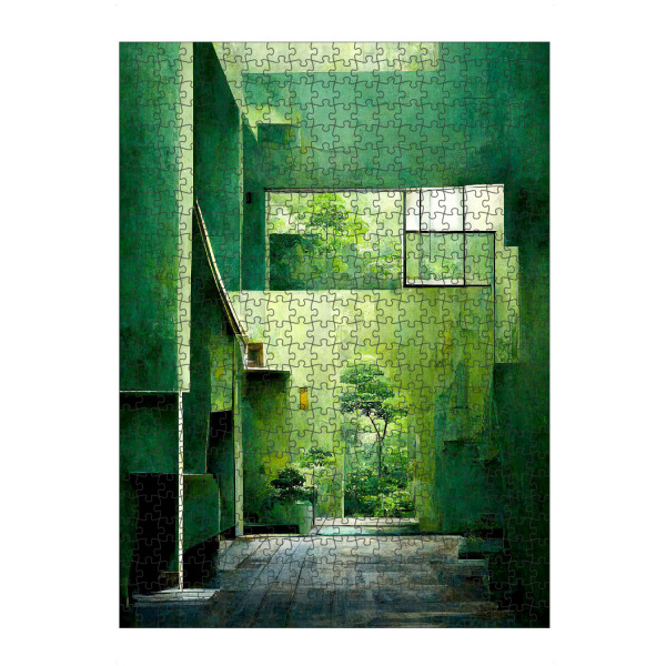 artboxONE Puzzle "The Green House" artboxONE - Abstrakt,Architektur,Für Mama,Für Papa - Grün,Wohnung,Haus,House,Zuhause,Fenster,Organic,Treechild