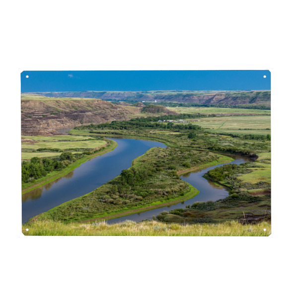 Metall Poster "Red Deer River in Alberta Kanada" artboxONE - Natur - Kanada,Alberta,Fluss,Landschaft,Natur,Drumheller,Red deer river,Valley,Canyon,Tal