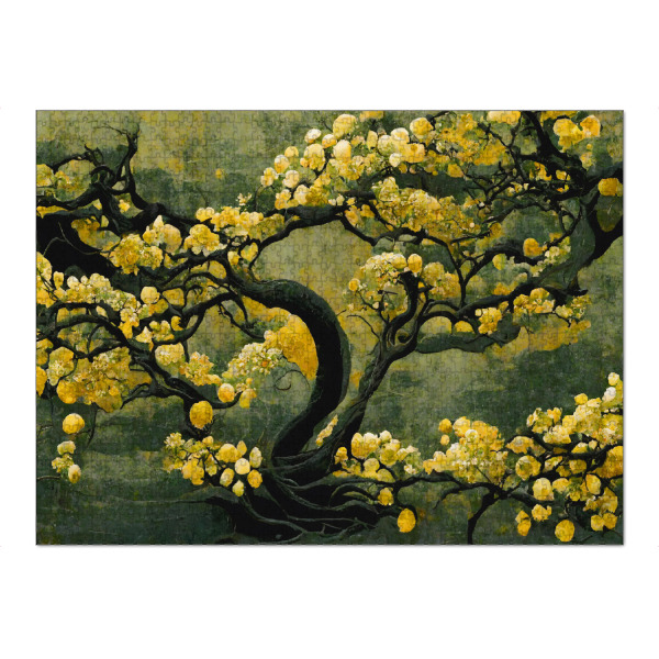 Puzzle Ravensburger "Sakura Tree" artboxONE - Natur,Floral,Abstrakt - Baum,Floral,Blüten,Blumen,Blume,Dekorativ,Bäume,Grün,Gelb - Bild