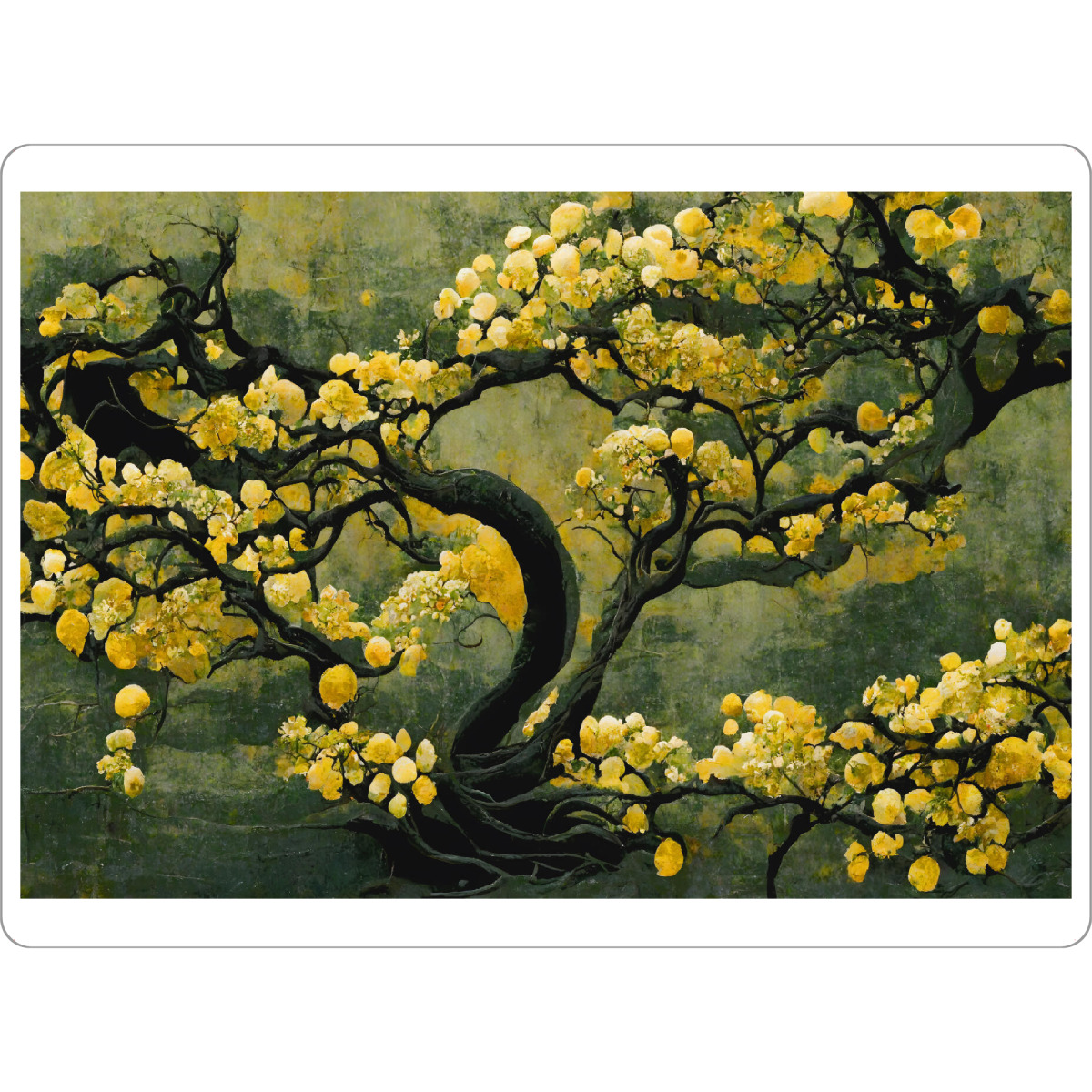 Tischset "Sakura Tree" artboxONE - Natur,Floral,Abstrakt - Baum,Floral,Blüten,Blumen,Blume,Dekorativ,Bäume,Grün,Gelb - Bild