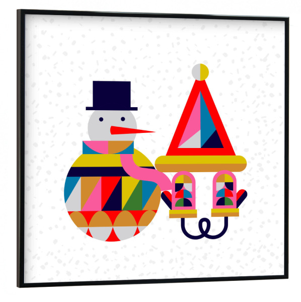 Poster mit schwarzem Rahmen 30x30 cm "Stil des Schneemann-Kubismus" artboxONE - Weihnachten
