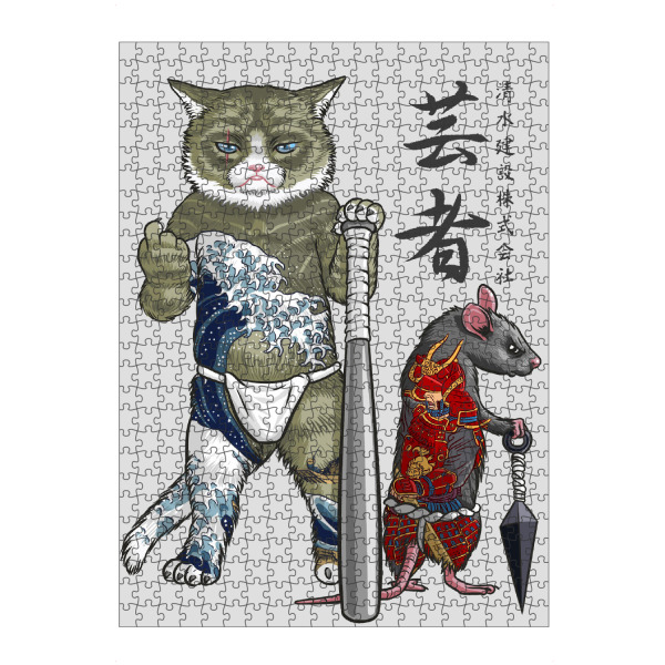 artboxONE Puzzle "Maus und Katze Yakuza" artboxONE - Tiere