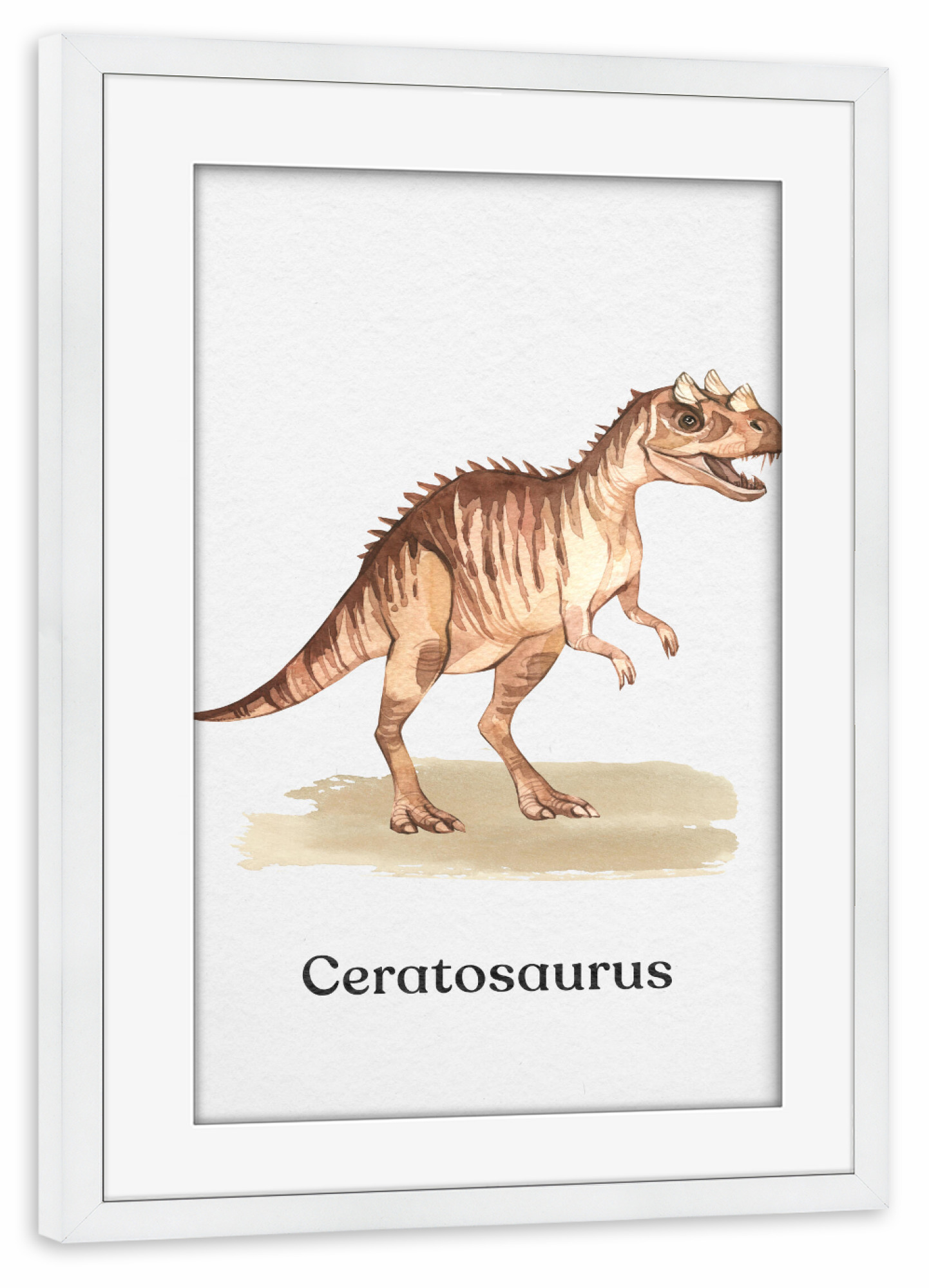 Poster mit Rahmen weiß "Ceratosaurus" artboxONE - Typografie,Natur,Reise,Für Kinder,Tiere