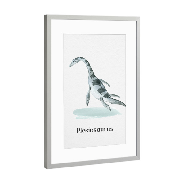 Poster mit Rahmen Silber "Plesiosaurus" artboxONE - Typografie,Natur,Reise,Für Kinder,Tiere