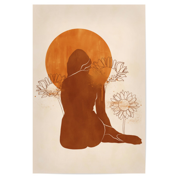 Poster 30x20 cm "Frau und Sonnenblumen" artboxONE - Natur,Floral,Abstrakt