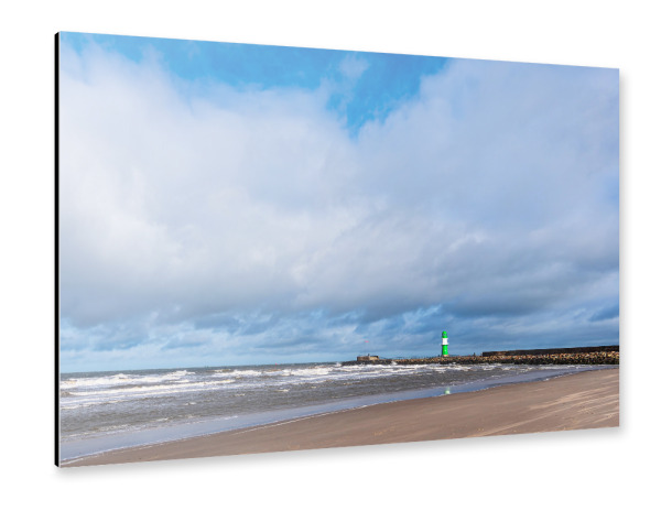Alu-Dibond "Strand, Wellen, Mole, Wolken" 30x20 cm artboxONE
