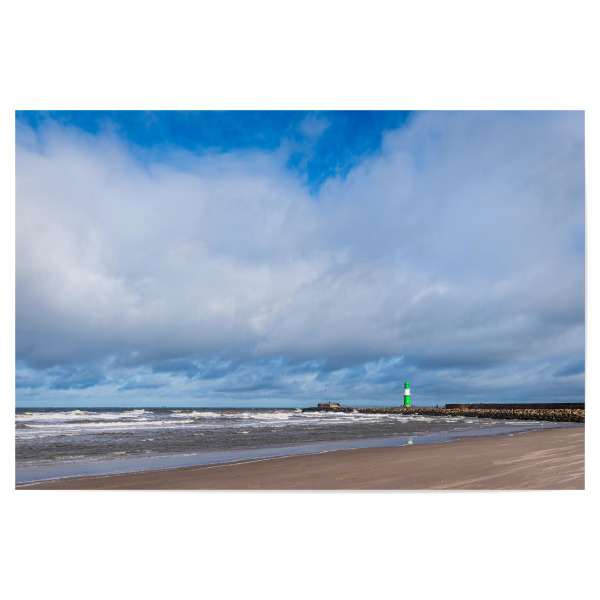 Poster "Strand, Wellen, Mole, Wolken" artboxONE - Natur,Reise,Reise / Strand und Meer