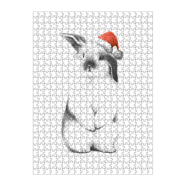 Puzzle Ravensburger "Kaninchen in einem Sankt-Hut" artboxONE - Tiere,Weihnachten