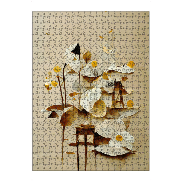 Puzzle Ravensburger "Primula" artboxONE - Floral,Abstrakt - Abstrakt,Natur,Blume,Blumen,Ast,Beige,Gold,Gelb,Dekorativ - Bild abstrakt