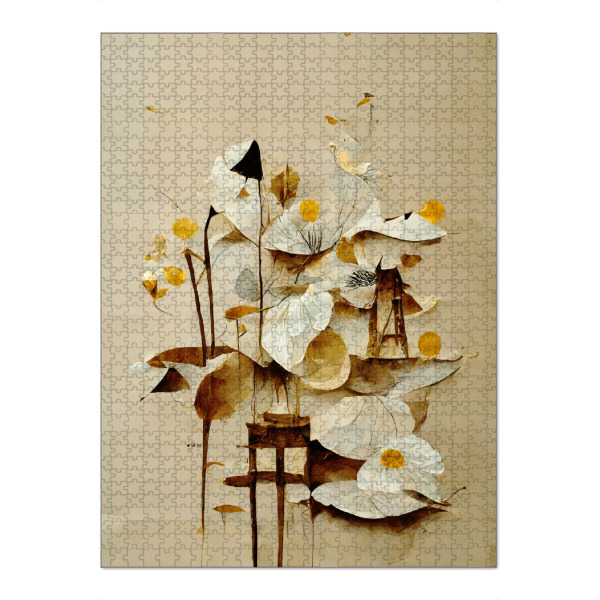 Puzzle Ravensburger "Primula" artboxONE - Floral,Abstrakt - Abstrakt,Natur,Blume,Blumen,Ast,Beige,Gold,Gelb,Dekorativ - Bild abstrakt