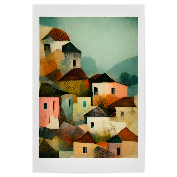 Poster "Italian Little Village" artboxONE - Für Kinder,Abstrakt,Architektur,Für Mama - Dorf,Haus,Häuser,Stadt,Italien,Italy,Treechild,Zuhause