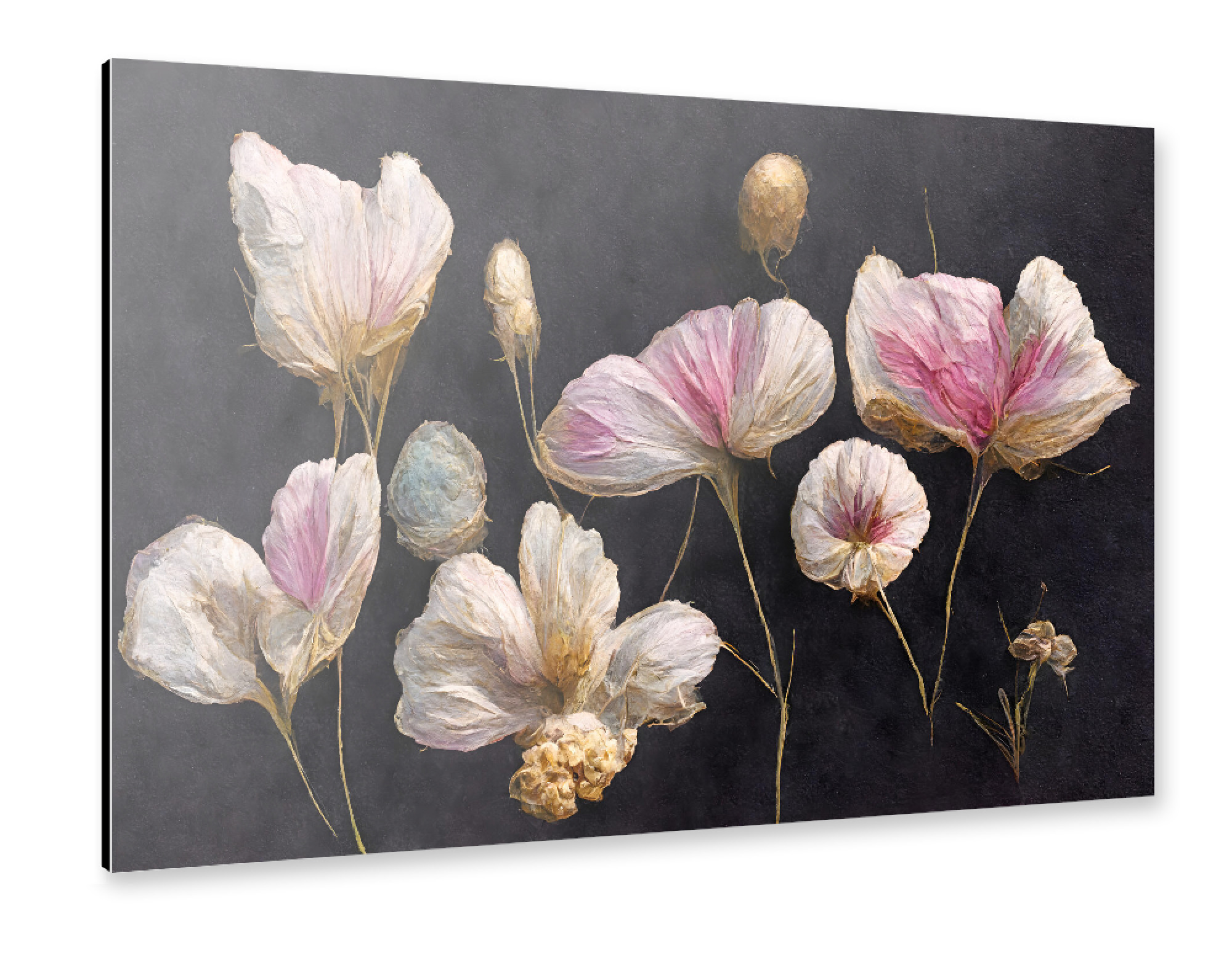 Alu-Dibond "Light Pink Dry Flowers" 75x50 cm artboxONE