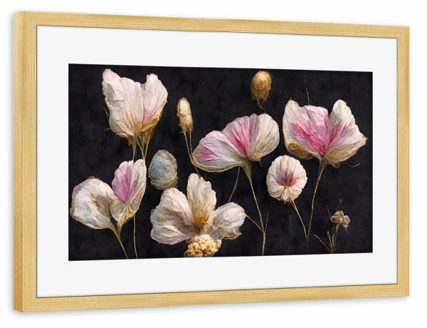 Poster mit Rahmen kiefer "Light Pink Dry Flowers" artboxONE - Natur,Floral,Abstrakt