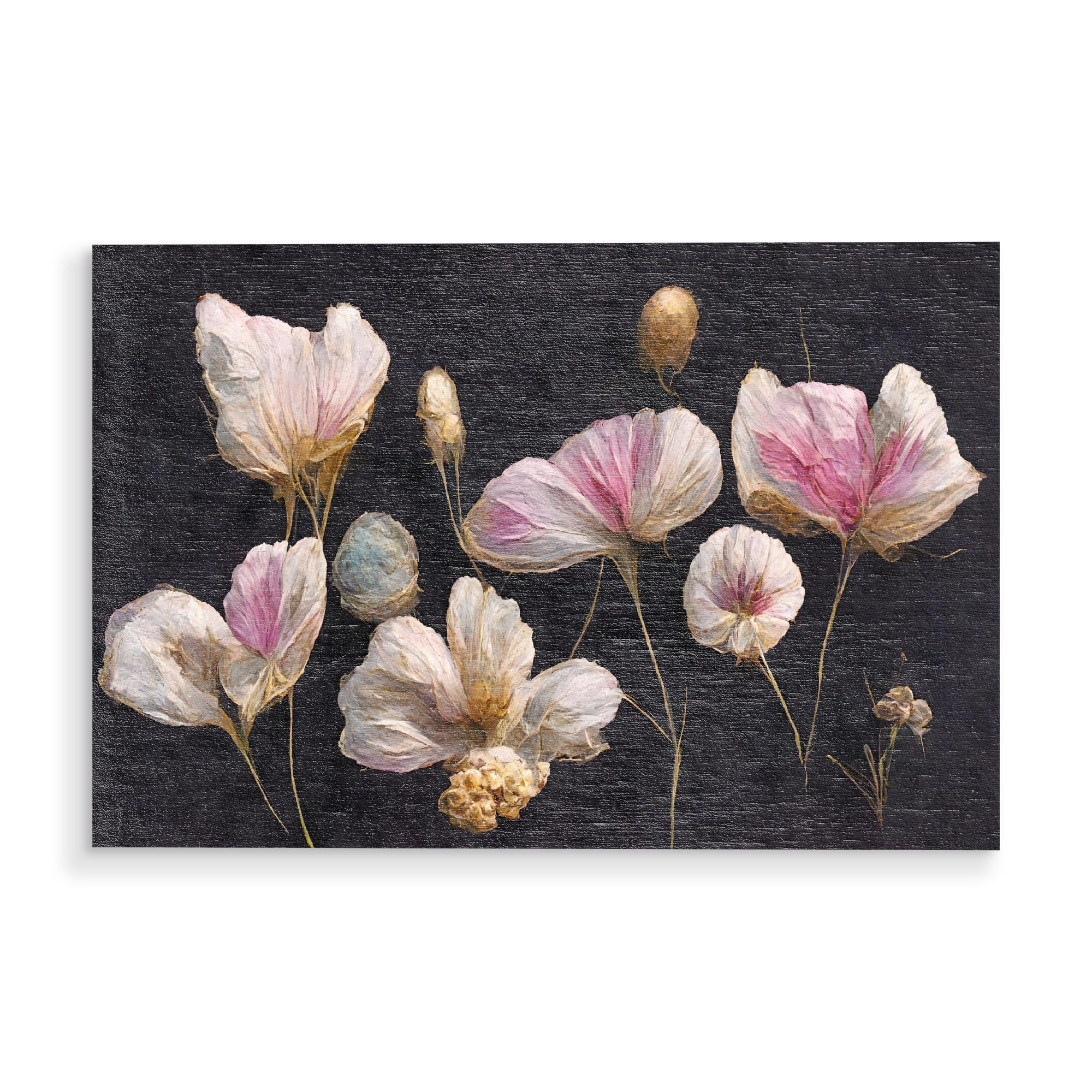 Holzbild "Light Pink Dry Flowers" artboxONE - Natur,Floral,Abstrakt - Blume,Blumen,Filigran,Trocken blumen,Trockenblumen,Floral,Treechild
