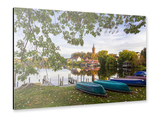 Alu-Dibond "Boot, See, Stadt" 30x20 cm artboxONE