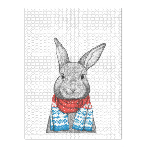 Puzzle Ravensburger "Kaninchen mit Schal" artboxONE - Tiere,Weihnachten,Lustig