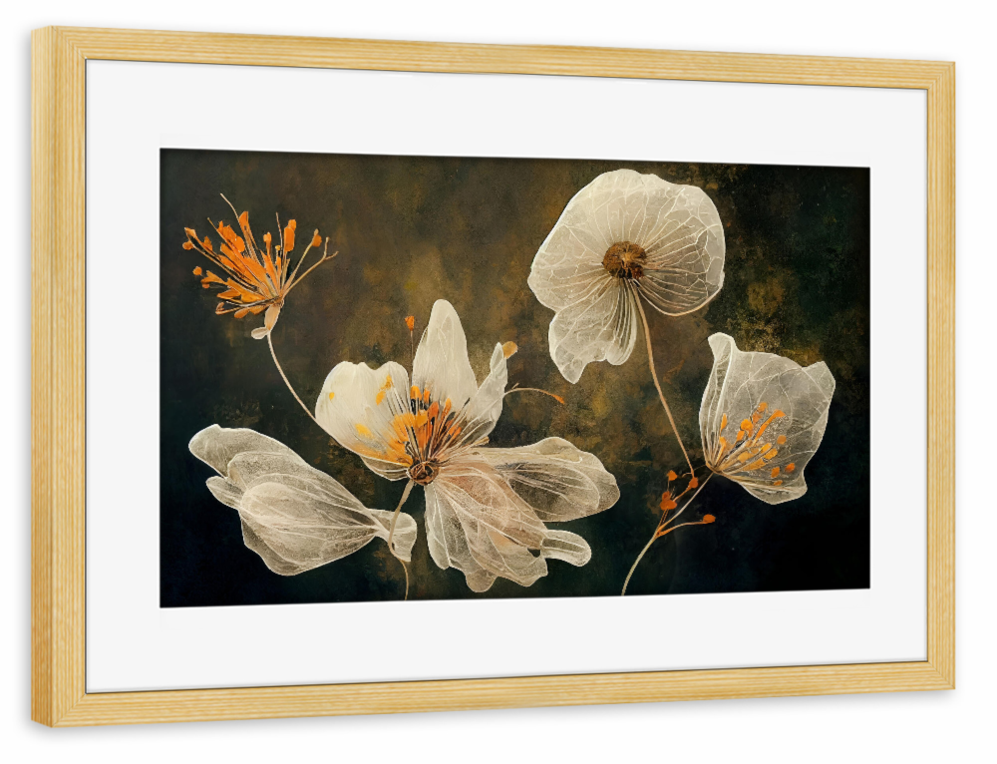 Poster mit Rahmen kiefer "Gentle Flowers" artboxONE - Natur,Floral,Abstrakt - Floral,Blume,Blumen,Malerei,Filigran,Abstrakt,Treechild