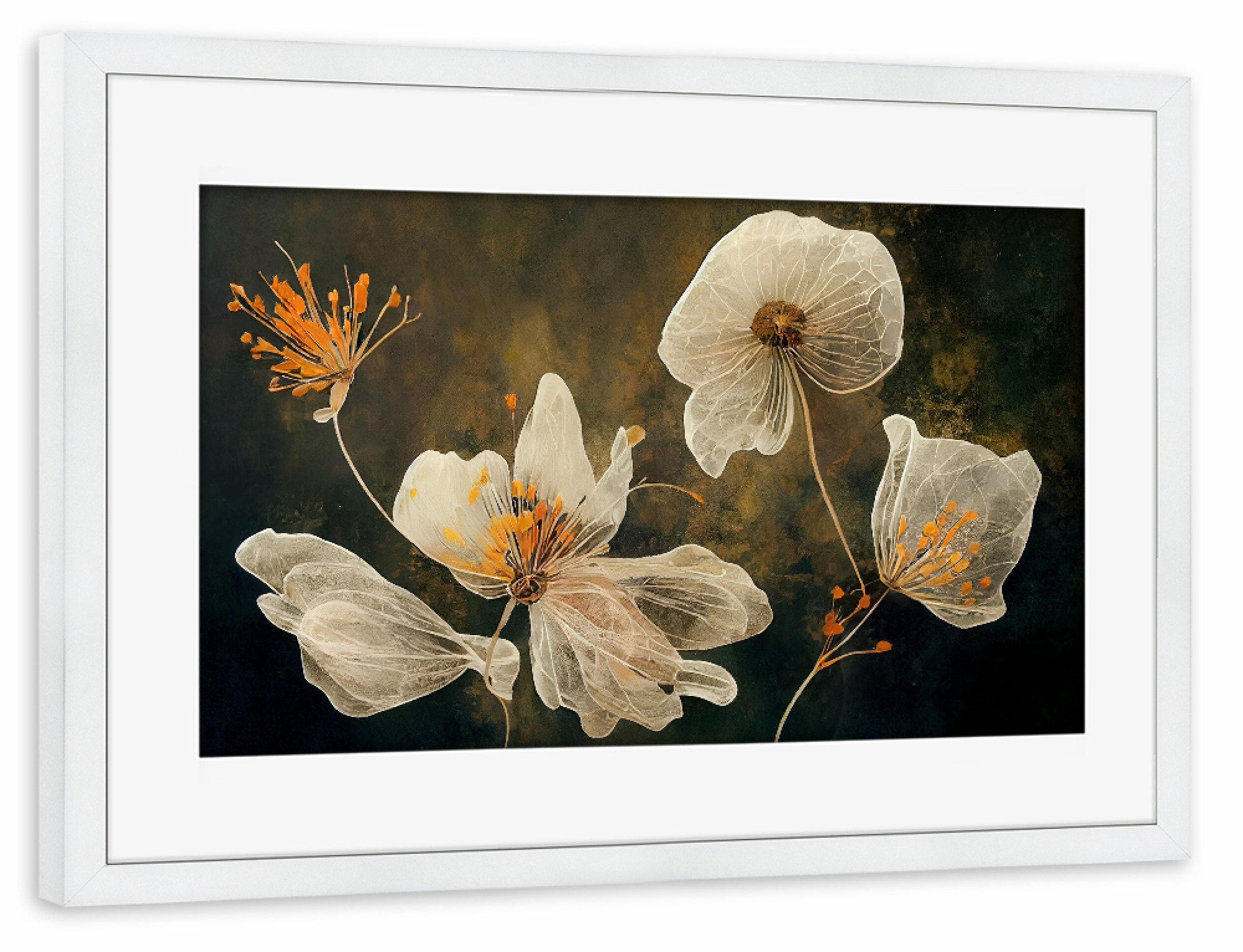 Poster mit Rahmen weiß "Gentle Flowers" artboxONE - Natur,Floral,Abstrakt - Floral,Blume,Blumen,Malerei,Filigran,Abstrakt,Treechild
